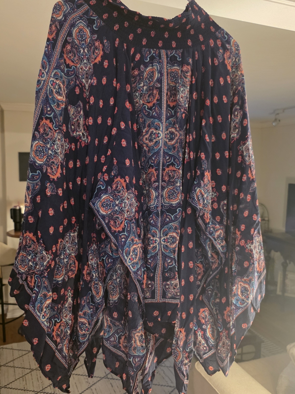 Free People Navy Maxi Skirt with Coral and Blue Paisley - Picture 3 of 5